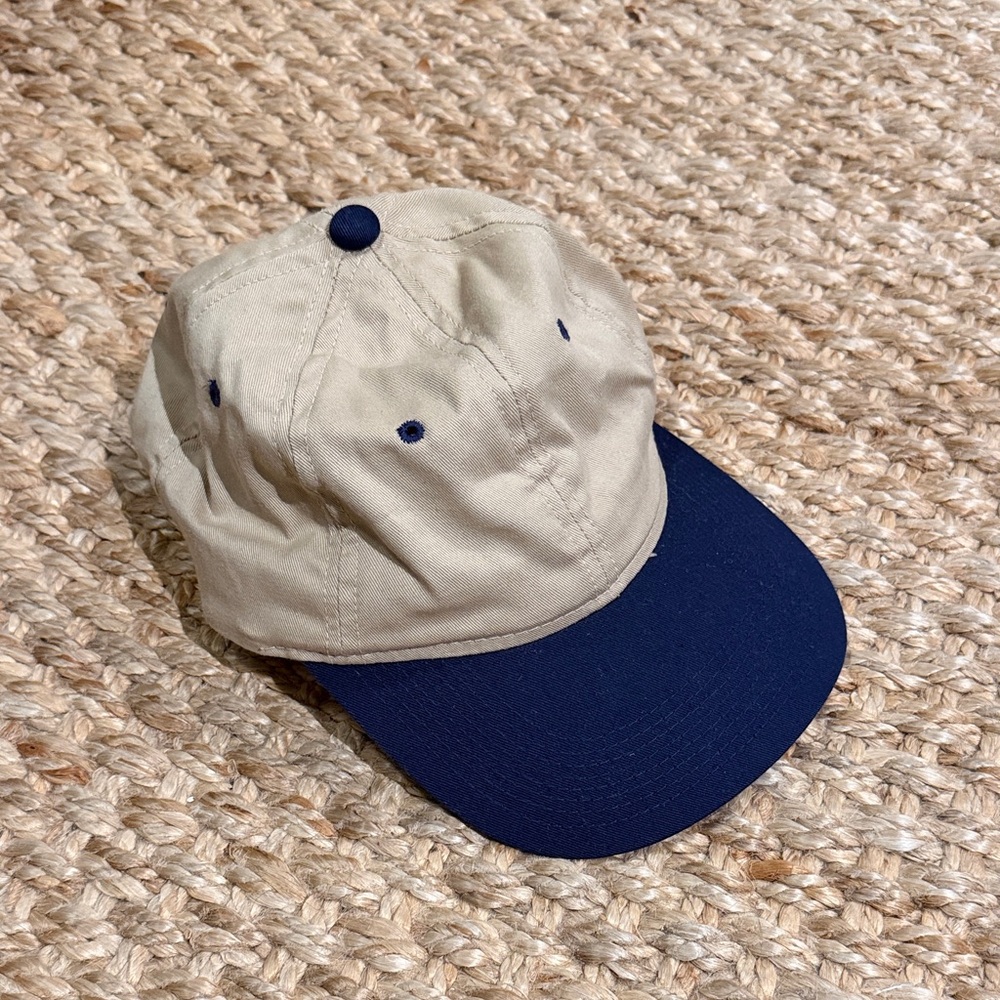 Beige Cap with Green Undervisor and Navy Trim